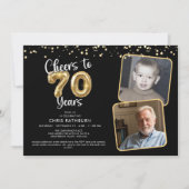 Invitation Bravo à 70 ans 2 Photos Script Balloon (Devant)