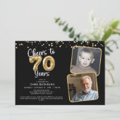 Invitation Bravo à 70 ans 2 Photos Script Balloon (Debout devant)