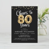 Invitation Bravo à 80 ans Ballons Confetti (Debout devant)