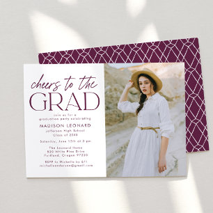 Invitation Bravo à la Grad Purple Photo Graduation Party