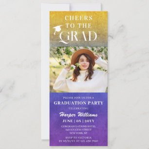 Invitation Bravo À La Moderne Et Moderne Photo Purple Gold Gr