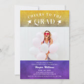 Invitation Bravo À La Moderne Et Moderne Photo Purple Gold Gr (Devant)