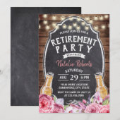 Invitation Bravo à la retraite Rustic Floral Bière Party (Devant / Derrière)
