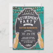 Invitation Bravo à la retraite Rustic Turquoise Barn Bière Pa (Devant)