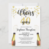 Invitation Bravo à # Years Black Gold Stars Script (Devant)