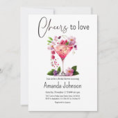 Invitation Bravo pour aimer Fête des mariées florale rose pâl (Devant)