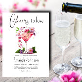 Invitation Bravo pour aimer Fête des mariées florale rose pâl