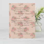 Invitation Brayures florales roses rose chrétien, religieux (Debout devant)