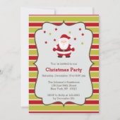 Invitation Brayures rouges et vertes et fête de Noël Père Noë (Devant)