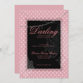 Invitation Breakfast brunch pink with white polk dots (Devant / Derrière)