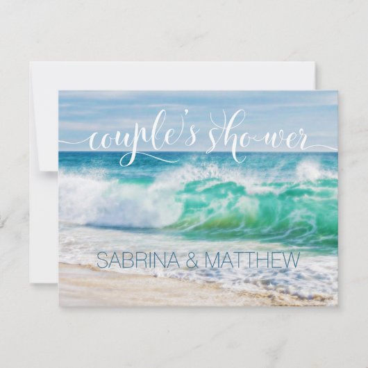 Invitation Breaking Waves Beach Couple Wedding shower (Devant)