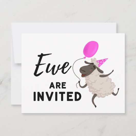 Invitation Brebis Rose Vous êtes Invités à Toutes les Fêtes (Devant)
