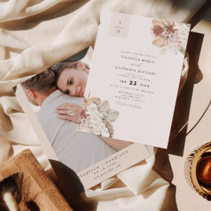 Invitation BRENNA Bohemian Tropical Palm Earth Tone Mariage