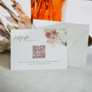 Invitation BRENNA Bohemian Tropical Palm QR Code Mariage RSVP