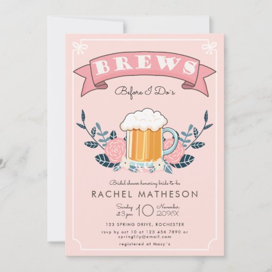 Invitation Brève avant la fête de bachelorette (Devant)