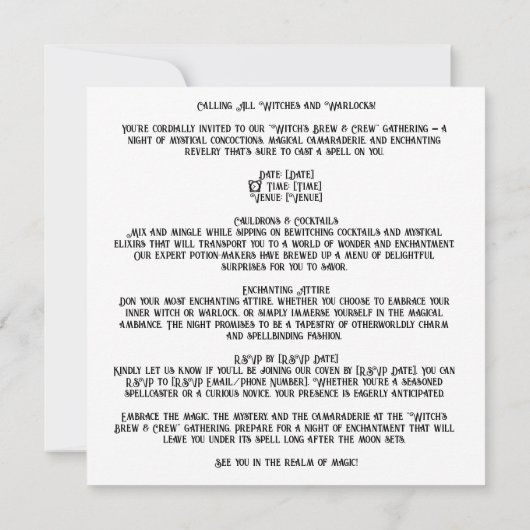 Invitation đź đč "Brew & Crew de sorciĂšre" đč (Dos)