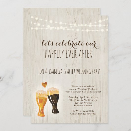 Invitation Brewery After Wedding Party Rustic Beer (Devant / Derrière)