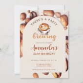 Invitation Brewing Coffee Bean Any Age Birthday (Devant)