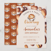 Invitation Brewing Coffee Bean Any Age Birthday (Devant / Derrière)