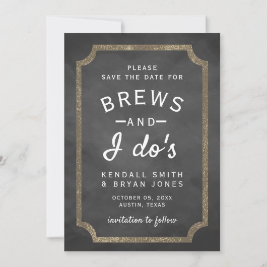 Invitation Brews and I Do's Brewery Chalkboard Enregistrer la (Devant)
