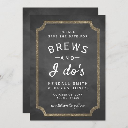 Invitation Brews and I Do's Brewery Chalkboard Enregistrer la (Devant / Derrière)