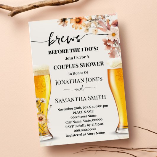 Invitation Brews Avant de faire Couples Douche Automne Fleur 