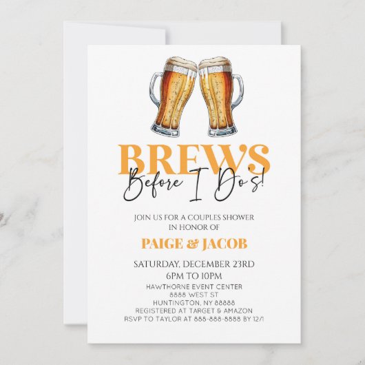 Invitation Brews Before I Do's ! Douche Mariage de bière (Devant)