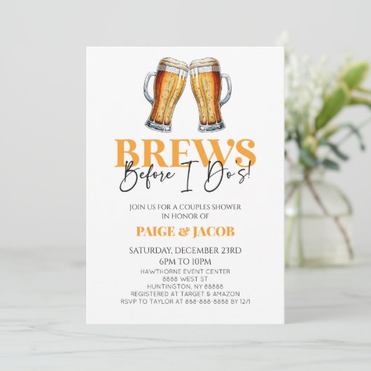 Invitation Brews Before I Do's ! Douche Mariage de bière (Debout devant)