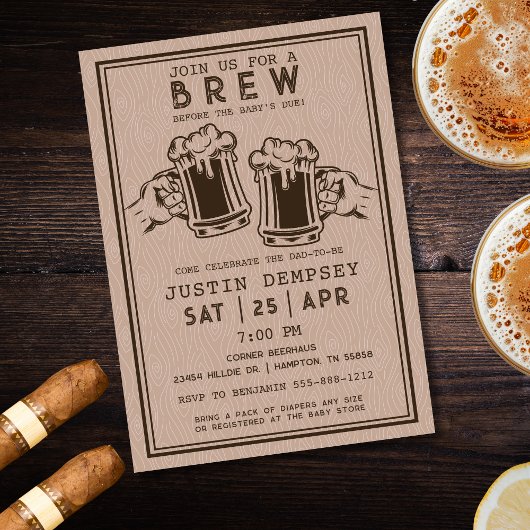 Invitation Brews Before the Baby's Due Men's Diaper Party 