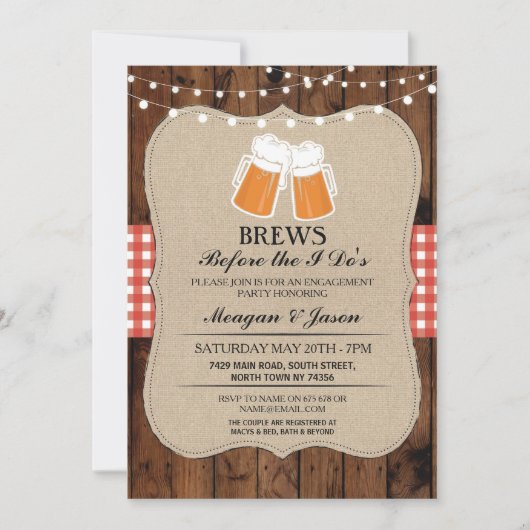 Invitation Brews Before The I Do's Red Couple's Shower Invita (Devant)