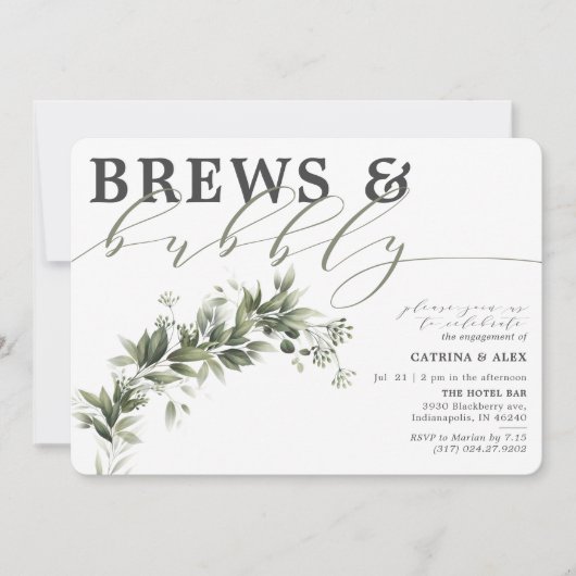 Invitation Brews & Bubbly Faded Greenerife (Devant)