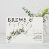 Invitation Brews Bubbly Grey Faded Green Party (Debout devant)