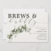 Invitation Brews Bubbly Grey Faded Green Party (Devant)