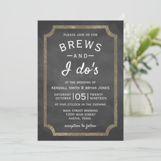 Invitation Brews et I Do's Brewery Chalkboard Mariage (Debout devant)