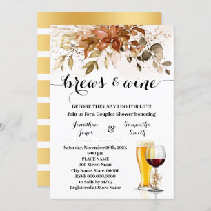 Invitation Brews & Vin Avant De Faire Couples Douche Automne