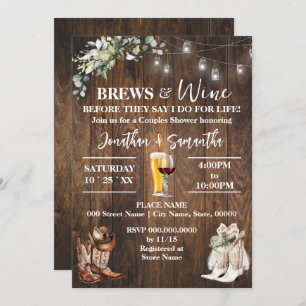 Invitation Brews & Wine avant de faire Fête des mariées occid