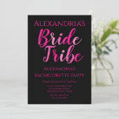 Invitation Bribe Tribe Bachelorette Party Hot rose Noir (Debout devant)