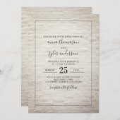 Invitation Brick blanc noir + Mariage blanc (Devant / Derrière)