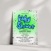 Brick Blue Green Graffiti 90s Baby shower Hip hop