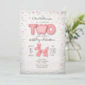 Invitation Brick Confetti en ballons rose 2e anniversaire (Debout devant)