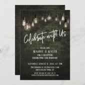 Invitation Brick industriel Edison Lights Célébrez avec nous (Devant / Derrière)