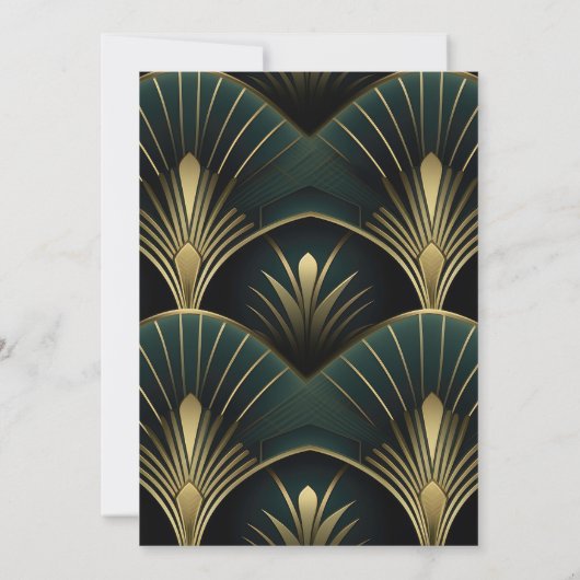 Invitation Bridal Art Déco Vert et Or sophistiquée (Dos)