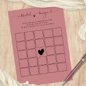 Invitation Bridal Bingo Douche Dusty Rose Pink Game Card