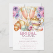Invitation Bridal Brunch Pastel Rose turquoise Parties scinti (Devant)
