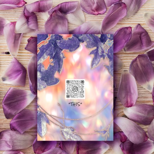 INVITATION BRIDAL HOLOGRAPH MODERNE LEAFS WREATH QR LOGO