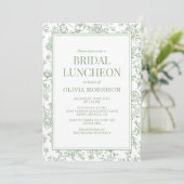 Invitation Bridal Luncheon Sage Green Vintage French Floral  (Debout devant)