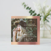 Invitation Bridal Photo Graduation Party Copper Rose Metallic (Debout devant)