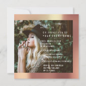 Invitation Bridal Photo Graduation Party Copper Rose Metallic (Devant)