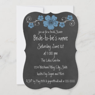 Invitation Bridal Rose en damier bleu sauvage