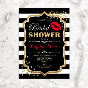 Invitation Bridal Shower - Black Red Gold
